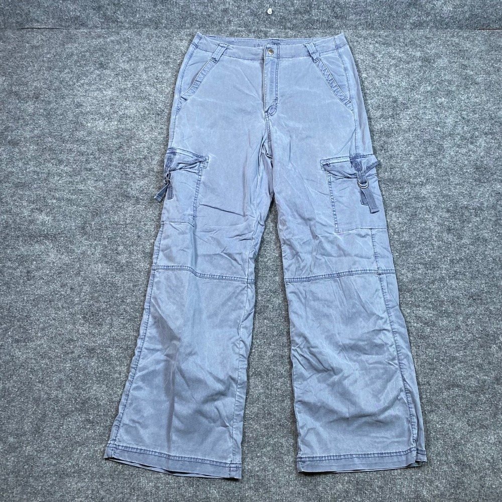 American Eagle Super High Rise Baggy Wide Leg Cargo Pants Blue Gray Mens 33x30